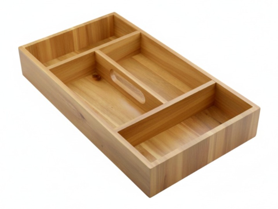Premium Acacia Wood Multi-Compartment Organizer Tray - Sustainable Storage Solution